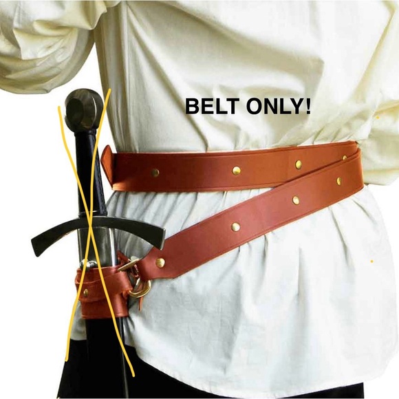 Medieval Brown Leather Double Wrap Belt Size LG *see notes - Picture 2 of 4